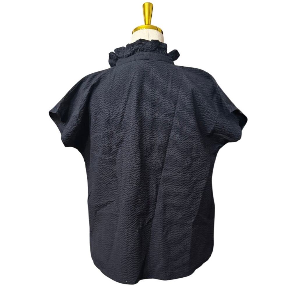 Never a Wallflower Vicki Top, navy blue seersucker, size XS - Picture 3 of 5